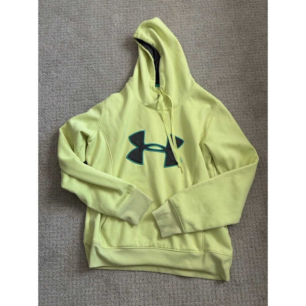 Under Armour Yellow Athletic Hooded Gym‎ Sweatshirt Mens Size Large